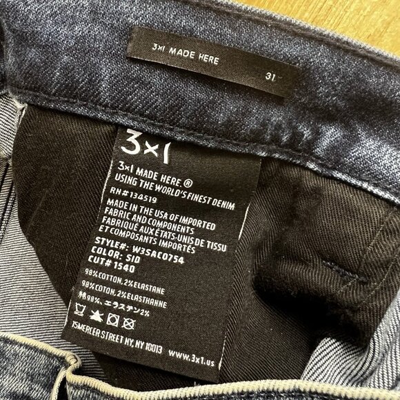 3X1 Jeans Straight Authentic Crop High Rise Sid Acid Wash Denim 80s Size 31‎ - Picture 7 of 10